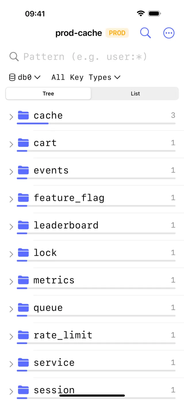 CacheDeck iOS Redis client key browser on iPhone